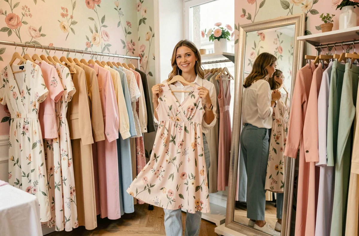 Boutique Après-Vous à Metz spécialisée dans le prêt-à-porter féminin avec des robes et tenues colorées