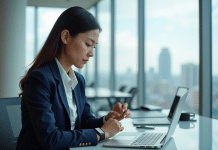 Montres connectées : qui domine le marché ? Analyse 2025 des leaders Jeune femme professionnelle vérifiant notifications sur smartwatch