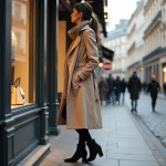Shopping à Paris : quel arrondissement est le top pour les boutiques ? Femme élégante en trench beige admire une vitrine à Paris