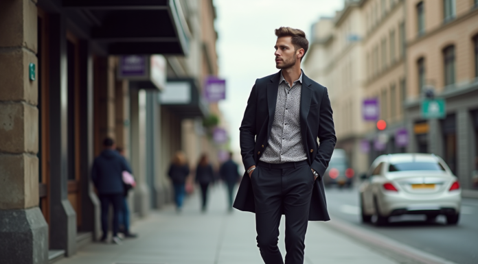 Marques tendances pour homme : Découvrez les dernières tendances mode masculine Homme élégant dans la ville en tenue tendance