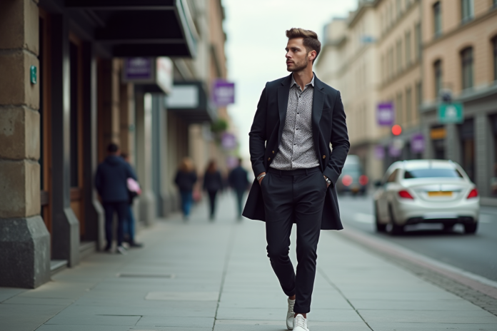 homme-mode-ville Homme élégant dans la ville en tenue tendance