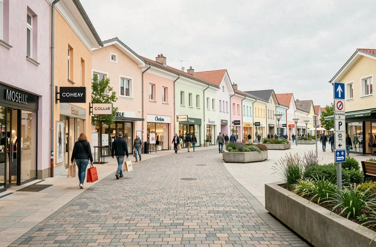 Village de marques Marque Avenue Talange en Moselle avec ses boutiques de grandes marques en plein air